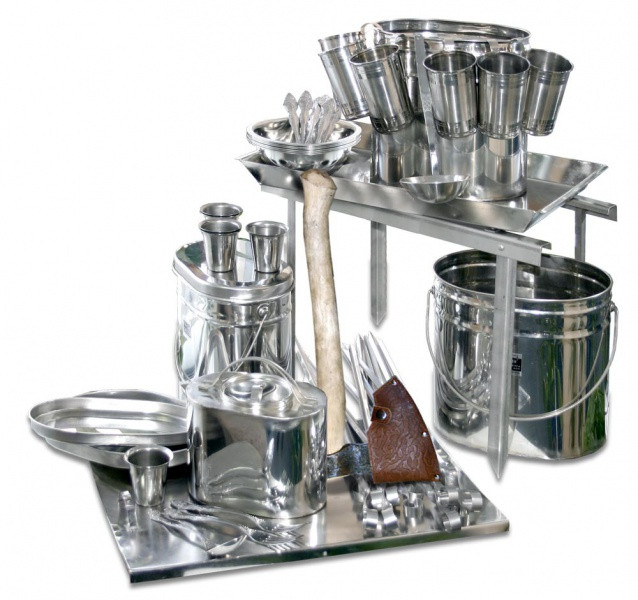 Набор автотуриста Большой пикниковый (сталь), крышки с ручками, Роза Ветров