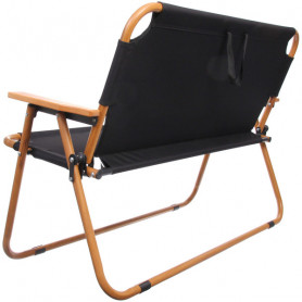 Кресло складное 2-местное с подлокотниками до 160 кг, 113*46*75 см, чёрный, каркас алюминий