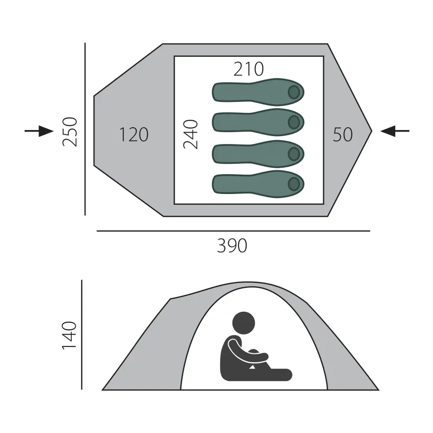Палатка Canio 4, зеленый/бежевый, Btrace